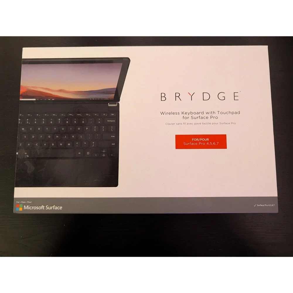 Brydge 12.3 Pro+ Wireless Keyboard Touchpad Microsoft Surface Pro 4 5 6 7 Black
